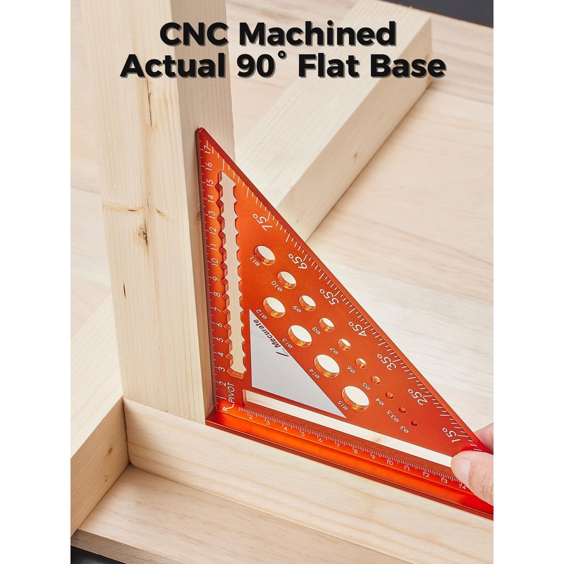 Mecurate Metric Aluminum Alloy Rafter Square (18cm) with 2-in-1 Carpentry