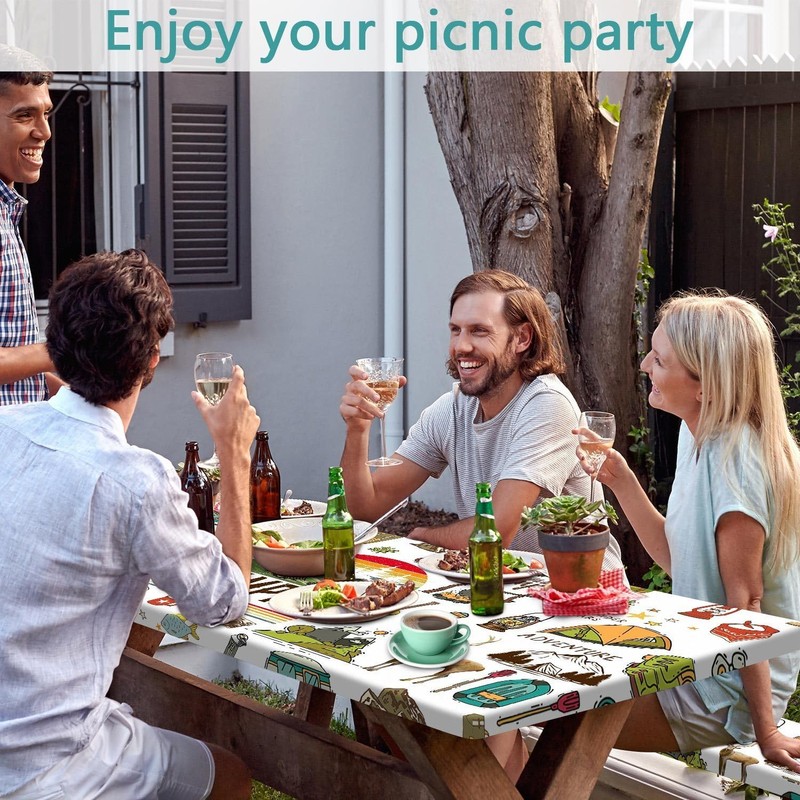 Picnic Table Cover with Bench Covers Camper RV Camping Essentials