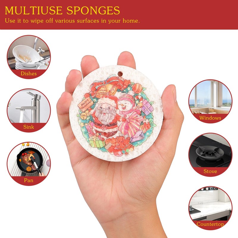 3 Pcs Biodegradable Wood Pulp Cellulose Compressed Cleaning Sponge Premium