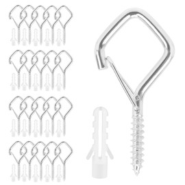 Screw In Hooks,20PCS Silver Screw Hooks,Cup Hooks,Ceiling Hooks,Cup Hooks Screw In,Cup Hooks Screw In For Garden,Wall Fixings,Screw In Hooks For Wood Outdoor,Heavy Duty Hooks For Hanging,Screwhook