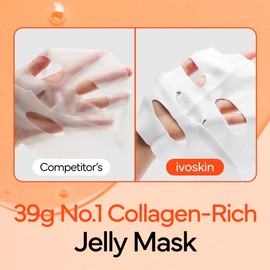IVOSKIN Collagen Jelly Hydro-bomb Plump Mask, Hydrating 39g x 4ea Real Collagen Mask, Firming and Moisturizing for Glow Skin, Collagen Water over 670,000 ppm