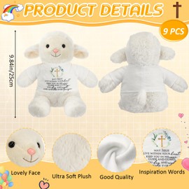 Motionchic 9 Pcs 10 Inch Baptism Gifts for Girls Boys Baby Praying Lamb Dolls with Clothing Soft Lamb Stuffed Animal Christening Dedication and Baptism Gift Religious Gifts for Girls Boys Newborn Baby