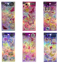 Gills Products Heroichi Glitter Shakashaka Stickers, Set of 6 Types, Cute, Notebook, Album, Calendar, Suitcase, Helmet, Schedule