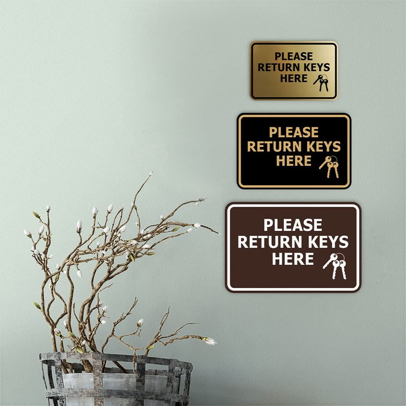Signs ByLITA Classic Framed Please Return Keys Here Sign (Black)