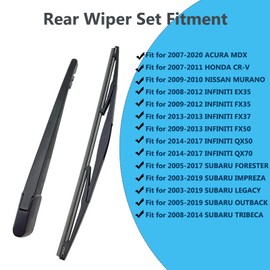 Rear Window Wiper Arm & Blade Replacement for Honda CR-V 2007-2011, Acura MDX 2007-2020, Nissan Murano 2009-2010, Factory OE Style Rear Windshield Wiper Arm & Blade Set 76720-SWA-003
