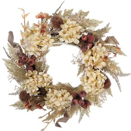 BINFEN 20 Inch Fall Wreaths for Front Door, Boho Front Door Wreath, Fake Dried Hydrangea Flowers, Burlap, Pampas Fall Decorations for Home Farmhouse Thanksgiving Harvest