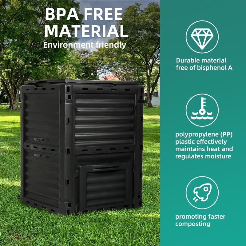 BIOGRN Compost Bin Outdoor 80 Gallon (300L) Large Compost Bin
