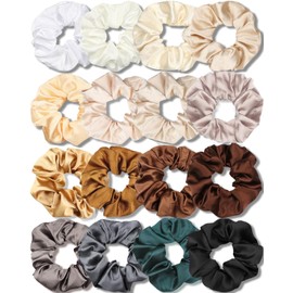 Mythya Ligas para Peinar el Cabello de Satén 16 Piezas, Bandas de Pelo de Satén para Mujeres, Ligas para Peinar el Cabello para Niñas, Diadema Suave, Sin Daños