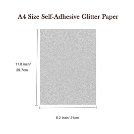 20 Sheets of Self-Adhesive Sparkle Shinny Craft Sheets Rainbow Sparkly Glitter Cardstock Paper in A4 Size for DIY Craft Projects Card Making Party Decoration(Silver)