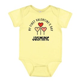 TATY Kids My First Valentine's Day Jasmine Baby Infant One Piece Bodysuit 18 Months Banana