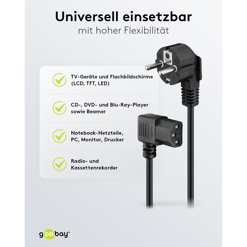 Goobay 96042 IEC Cable 1.5 m / 90 Degree C13
