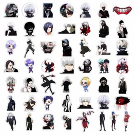 50PCS Tokyo Ghoul Stickers Vinyl Waterproof Classic Anime Tokyo TG Ghoul Cosplay Stickers for Laptop, Water Bottles, Helmet, Cartoon Pack Decals
