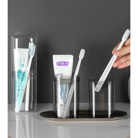 Portable Travel Toothbrush Holder Case, Plastic Storage Container for Toothbrush and Toothpaste (Translucent Curry)