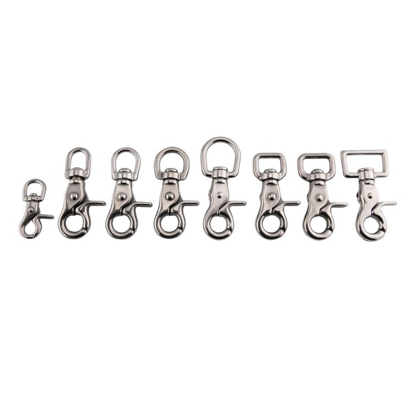 1x Scissors Carabiner, Stainless Steel, Round Swivel, Swivel Size 1/2 Inch, Carabiner Length Approx. 71 mm [13 x 70R]