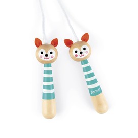 Janod - Wooden Fox Skipping Rope - Adjustable Size - From 3 Years Old, J03198,blue orange
