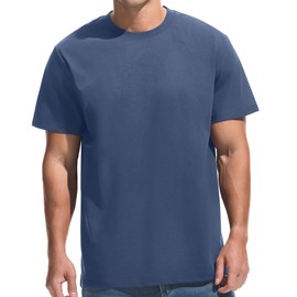 VEIISAR Men's Midweight Crew Neck T-Shirt - 210GSM Soft Cotton Blend, Regular Fit for Cooling Comfort Royal Blue XXL