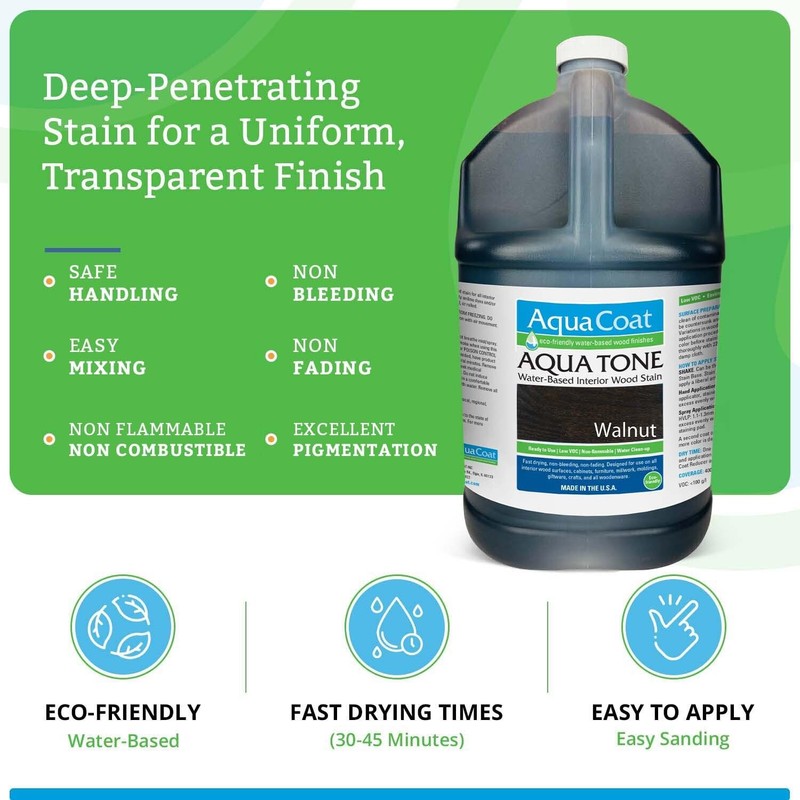 Aqua Coat Aqua Tone Water-Based Wood Stain (Gallon, Walnut)