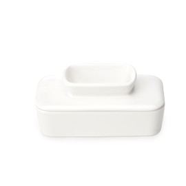 Sweese Butter Dish with Lid for Countertop, French Butter Keeper to Leave On Counter with Water Line, Porcelain Butter Dish, Butter Holder and Container Great for Kitchen Farmhouse Decor, White