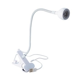 Lámpara LED UV para Uñas con Clip, USB, Cuello Flexible 360°, 38 cm, Blanca, 3W