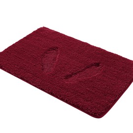 Bathroom Rug Set 2Piece, Thick &Soft Microfiber Shaggy, U Shaped Contour, Machine Washable Bath Mats, Absorbent Bath Rugs, Non-slip Rubber Backing Bath Mat for Bathroom Floor, Tub and Shower, Burgundy