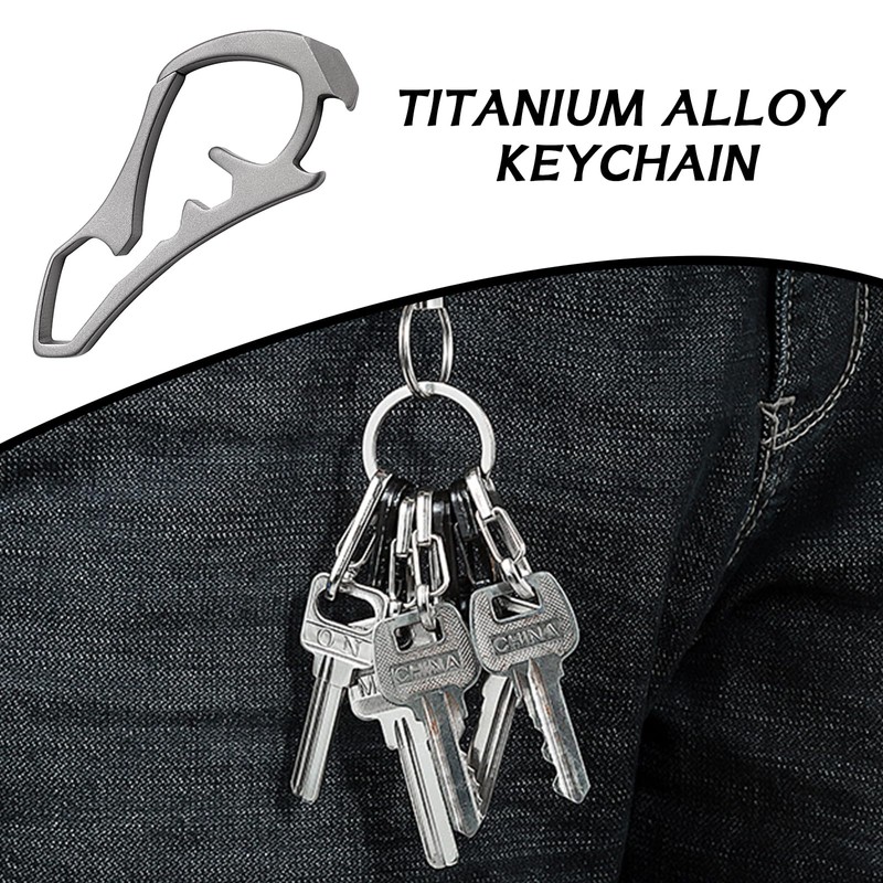 Key Fob, Titanium Keychain Tool, Key Holder with Bottle Opener