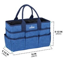 JJRING Craft Tote Bag Organizer for Art Storage, Art Tote Organization with Multiple Pockets, Art Sewing Supply Bag for Scrapbooking, Medical, and Office Supplies Storage (Blue)