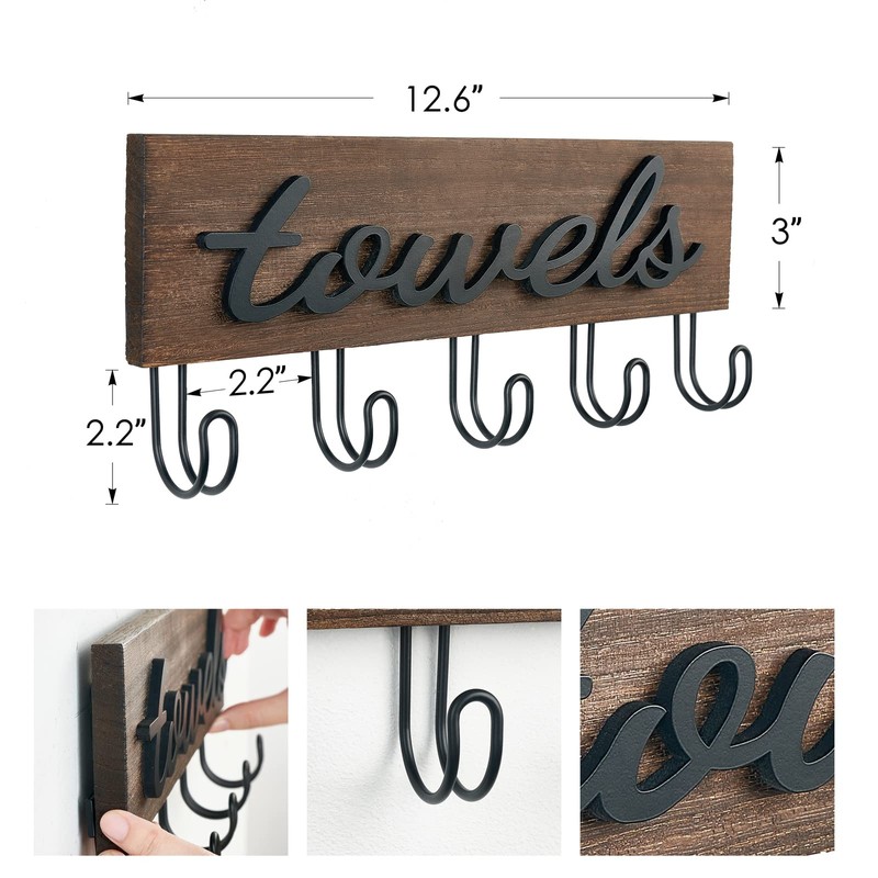 Mkono Towel Holder Wall Mounted Towel Racks for Bathroom Farmhouse