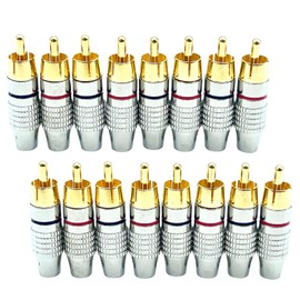 TIGRE BLANC RCA Plug Terminal Gold Plated Pin Plug Pin Jack RCA Cable Audio Cable Red Black 16pcs Set