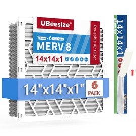 UBeesize 14x14x1 Air Filter(6-Pack),Upgrade AC/HVAC/Furnace Filter,MERV 8 MPR 700,Easy to Close/Open,1xReusable ABS Frame+6xReplaceable Filter(Actual Size: 13.54x13.54x0.87 Inch)