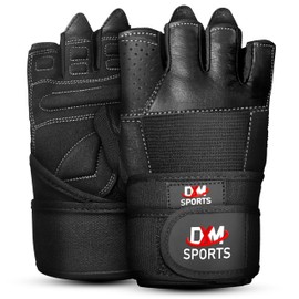 DXM SPORTS Weight Lifting Gym Workout Gloves with Wrist Wrap Support for Men & Women, Full Palm Protection Exercise Gloves for Weightlifting, Training, Fitness, Hanging, Pull ups (Black, XXX-Large)