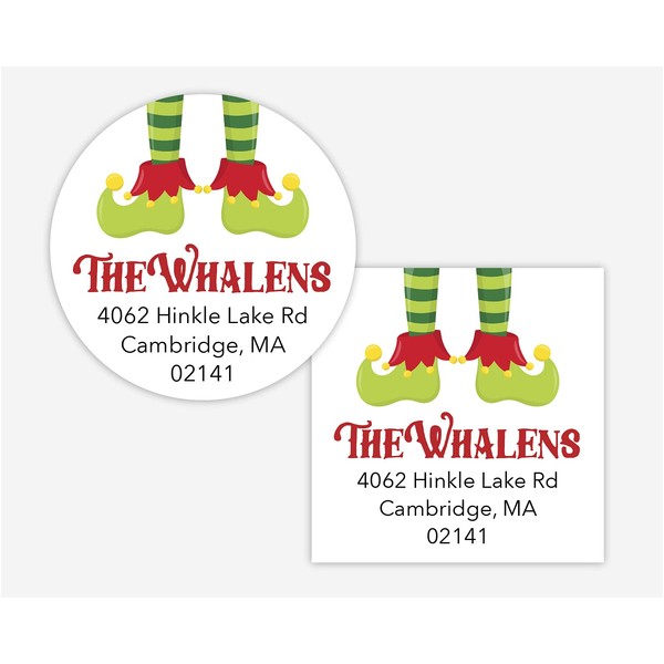 Christmas Address Stickers, Elf Feet Return Address Labels (#582-2-WH)
