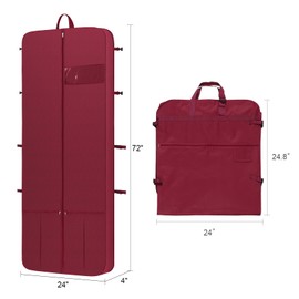 KEEGH 72" Wedding Dress Garment Bag Trifold Dress Bags for Gowns Long Bridal Wedding Dress Bag Travel with Hanging Jewelry Organizer and Adjustable Handles for Wedding Dress, Prom Evening Gown, Red