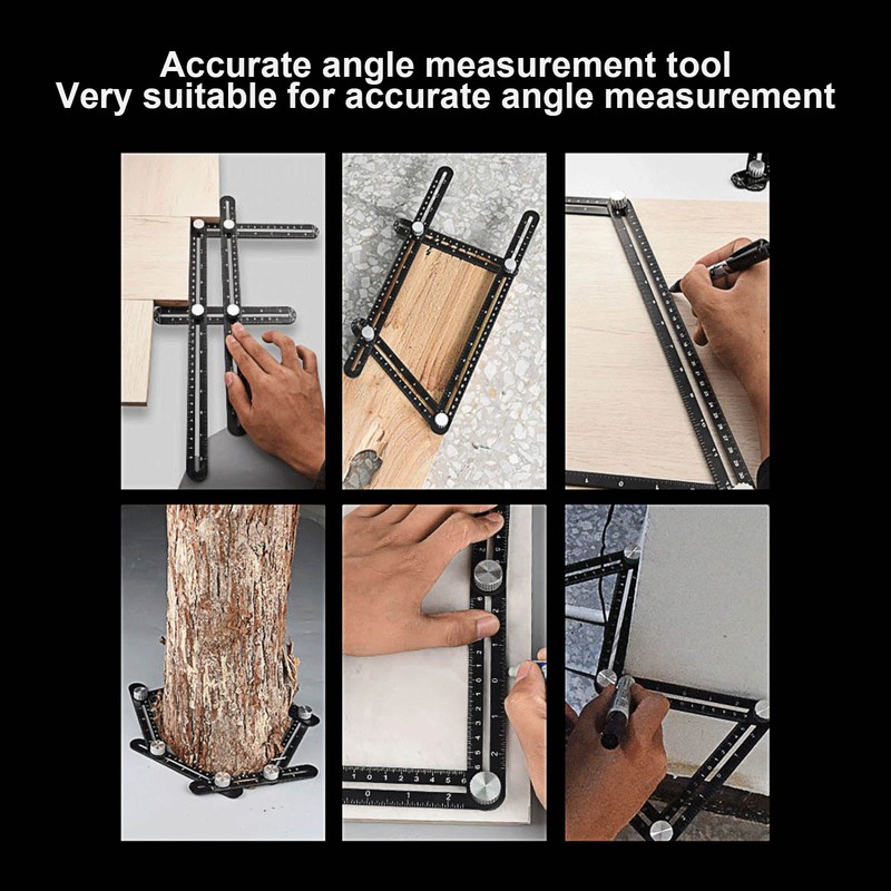 6 Fold Ruler Aluminum Alloy Portable Lightweight Black Folding Multi