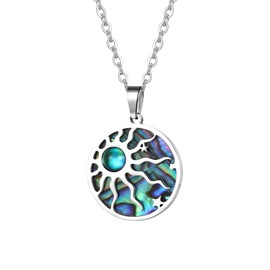 OIDEA Women's Necklace with Shell Cross: Colourful Abalone Bowls Sun Cross Pendant Stainless Steel with Shimmering Design Christian Gift for Women Girlfriend Girls