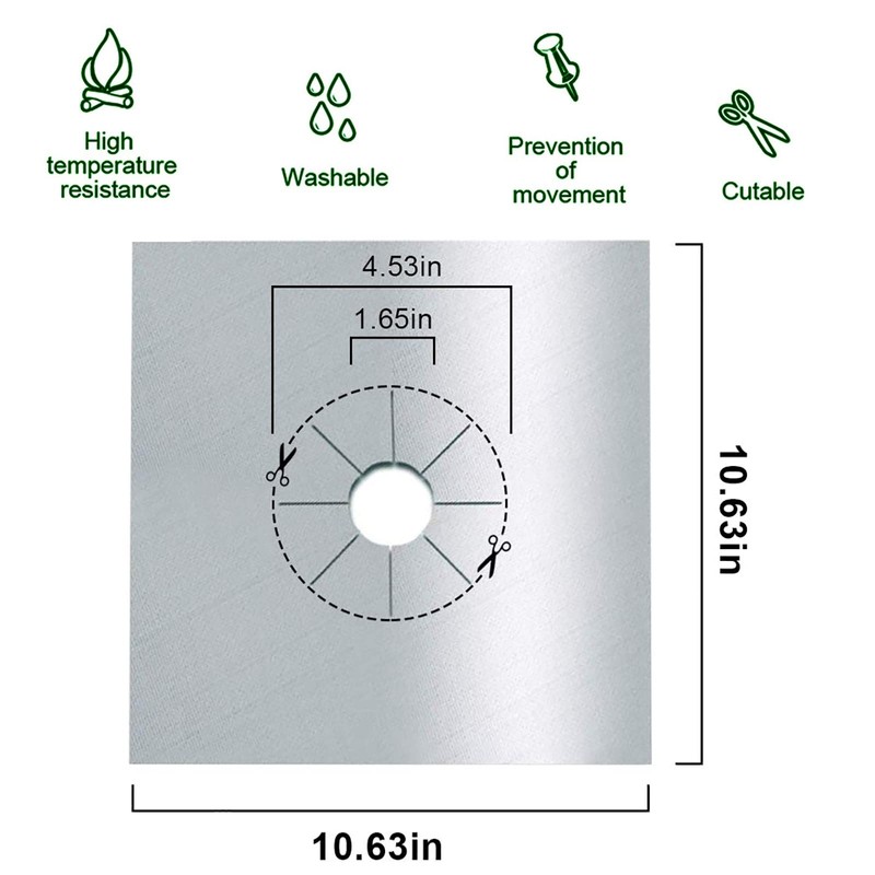 WANGCL 4 Thickened 0.2mm Sheets Stove Burner Cover Reusable Non-Stick
