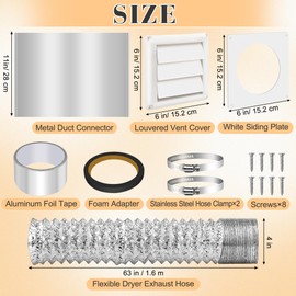 4 Inch Dryer Vent Kit Through Wall with Hose/Duct Connector/Wall Plate, Dryer Vent Hose Connector Wall Ducting Kit for Bathroom Ventilation Fans Exhaust,Ceiling Washer Air Circulation Coldairsoap
