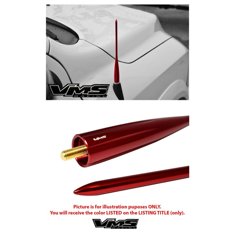 VMS Racing 9 inch SPIKE ANTENNA in RED Billet Aluminum