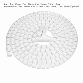 Tubo Espiral para Organizar Cables, Protector Flexible contra Calor y Abrasión, 16mm x Blanco, Ideal para Automóvil, Casa y Taller