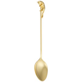 Takakuwa Metal Rubber Cast Cat Coffee Spoon, Gold 405572
