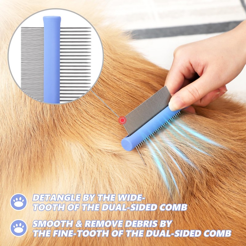 Myselect Dematting Comb for Doodles & Poodles, Dual-Sided Comb Tool