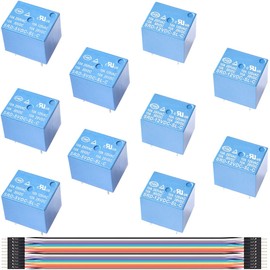 Youmile Pack of 5 Mini Power Songle Relays SPDT PCB Relay SRD-5VDC-SL-C + 5 Pieces Mini Power Songle Relay SPDT PCB Relay SRD-12VDC-SL-C with DuPont Cable for Arduino 5 Pins Mini Power Coil Relay