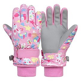 American Trends - Guantes de invierno para niños, impermeables, para niños, niñas, lindos guantes de esquí de nieve, guantes de snowboard a prueba de viento