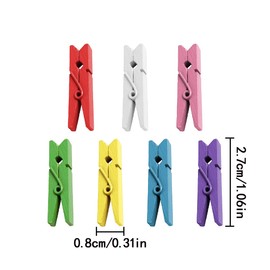 WELANE Mini Wood Clips, 100 PCS Small Clothespins for Photos, Pictures, DIY Crafts (Color Mixing, 2.5cm)