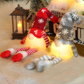 Pack of 2 Christmas Decoration Gnomes, Christmas Gnome, Illuminated, LED Christmas Decoration, Indoor Christmas Decoration, Christmas Gnome Accessories, Gnome Figures Christmas Fabric