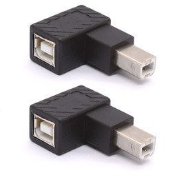 USB B 2.0 Adapter, USB 2.0 Type-B Printer Adapter, 90 Degree Angle USB 2.0 Type-B Male to Female Printer Adapter for Printer, Scanner, Fax Machine, Mobile HDD(Right 2Pcs)