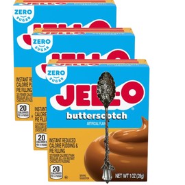 Instant Pudding & Pie Filling Mix 1 oz Box (Pack of 3) with Candy Freezer Gem Spoon (Zero Sugar Butterscotch) - Gem Spoon