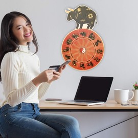 VictoryStore Wall Decor - Chinese Zodiac Year Calendar, Plastic Ox 15 Inches By 22 Inches, 18872, Includes Dual-Sided Sticky Strips