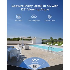 REOLINK 4K/8MP PoE IP Security Camera, Turret Surveillance, Color Night Vision with 3000K Spotlights, IK10 Vandal Proof, Human/Vehicle/Pet Detection, up to 256GB microSD Card, RLC-840A, No PT Support