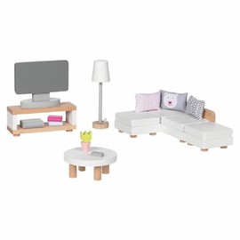 goki 51494 Doll Furniture Style, Living Room Equipment for the Doll's House, Dollhouse Accessories (15 Pieces)