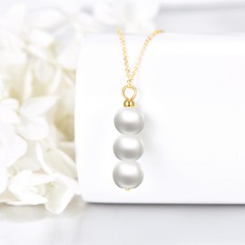 KECHO 14K Real Gold Pearl Beads Pendant Necklace 14K Solid Gold Freshwater Pearl Jewelry Anniversary Birthday Gifts for Women